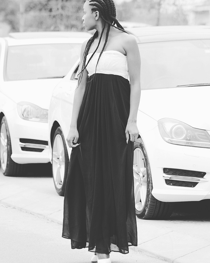 Dionne Shoroma model. Photoshoot of model Dionne Shoroma demonstrating Fashion Modeling.Long A Line DressFashion Modeling Photo #180251