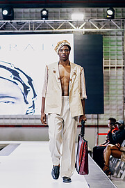 Donell Banze model. Photoshoot of model Donell Banze demonstrating Runway Modeling.Fancy Africa Fashion Week runway show, Mozambique 2025Runway Modeling Photo #249108