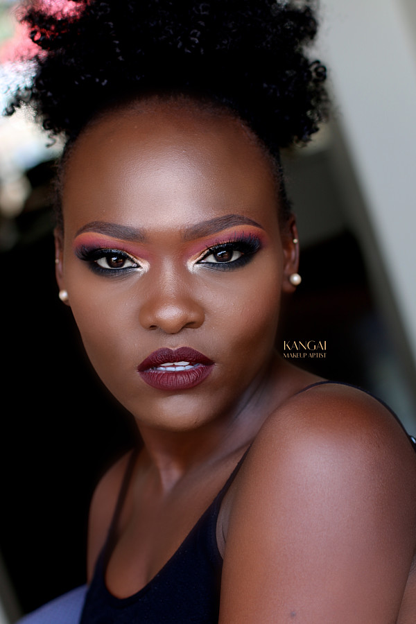 Mariah Akwe model. Photoshoot of model Mariah Akwe demonstrating Face Modeling.Make up by Kangai MwitiFace Modeling Photo #216327