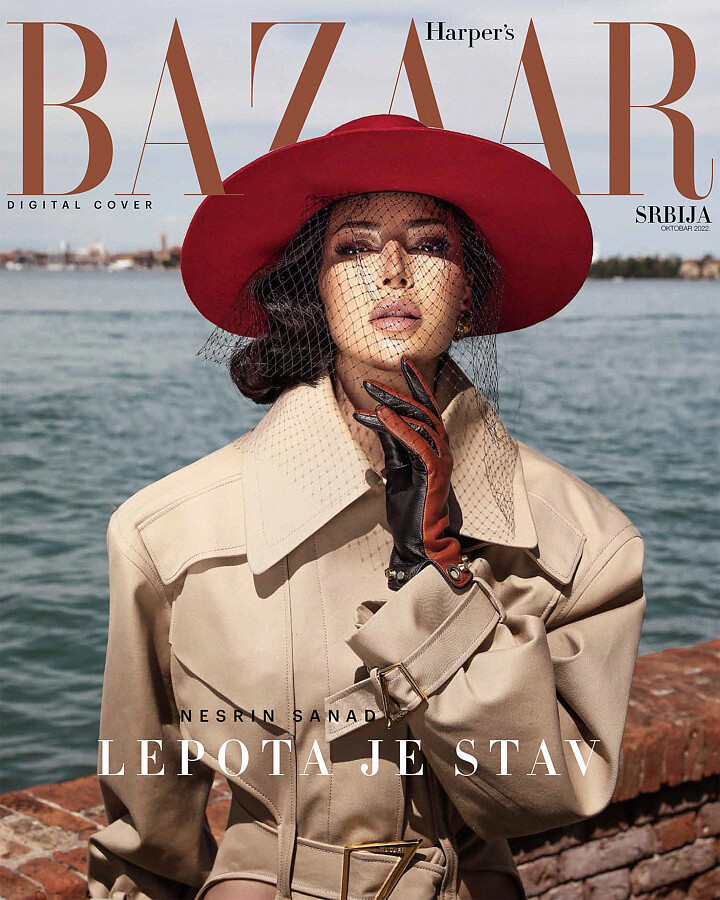 Nesrin Sanad model actress influencer. Photoshoot of model Nesrin Sanad demonstrating Editorial Modeling.Harper’s bazaar cover and fashion editorialEditorial Modeling Photo #239300